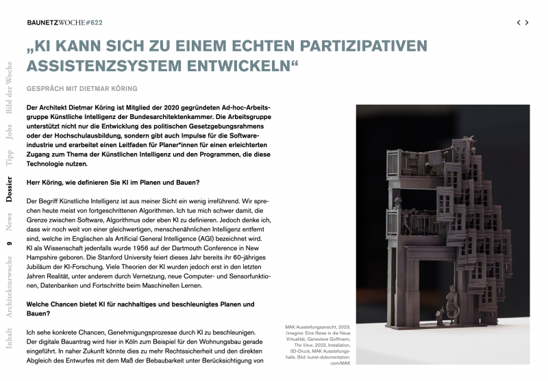 Interview Baunetzwoche #622 – KI in der Architekturproduktion